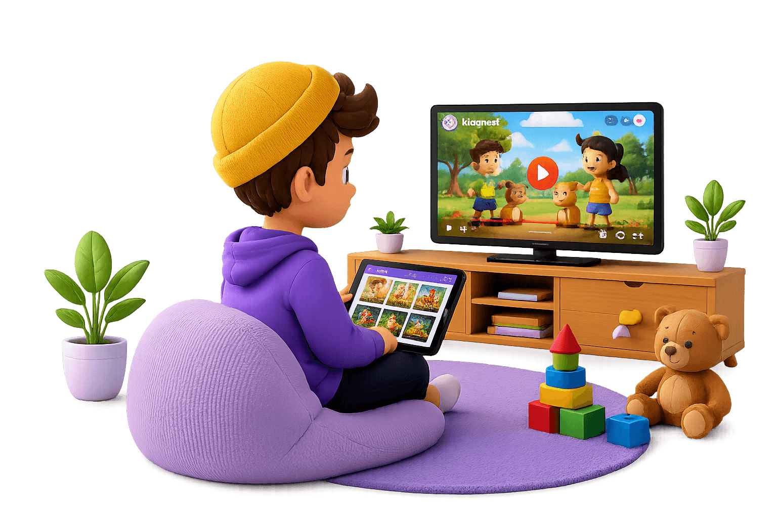 Child safely watching parent-approved videos on KidoNest